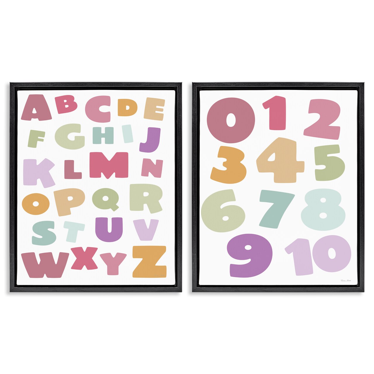 Stupell Industries Muted Letters & Numbers Educational 2pc Floating Frame Set, design by Susan Ball